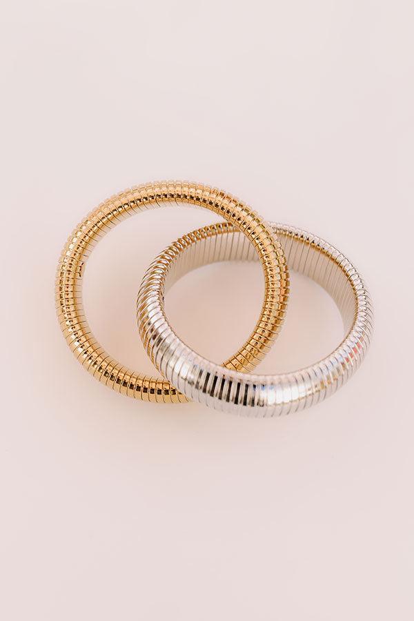 Two Tone Twisted Metal Cobra Bangle Bracelet Product Image