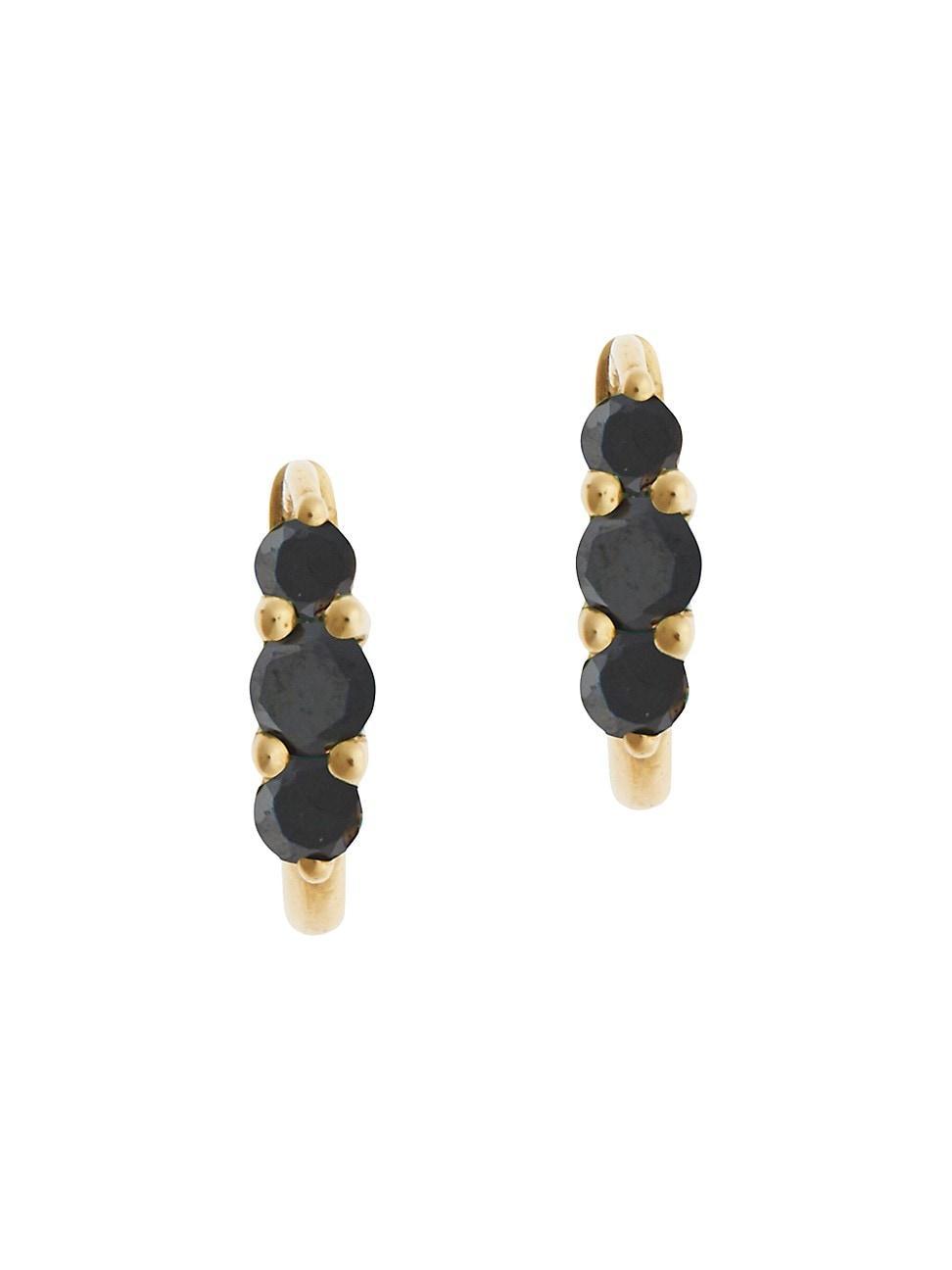 Womens Rivulet 14K Yellow Gold & 0.40 TCW Black Diamond Small Oval Hoop Earrings Product Image