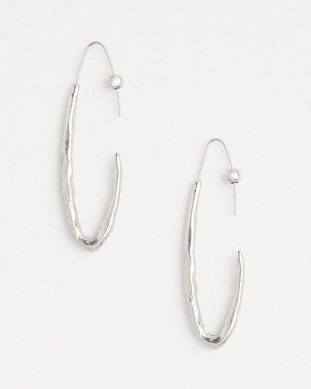 No Droop Silver Tone Textured Threader Hoop Earring   Chico's - Silver - Women Product Image