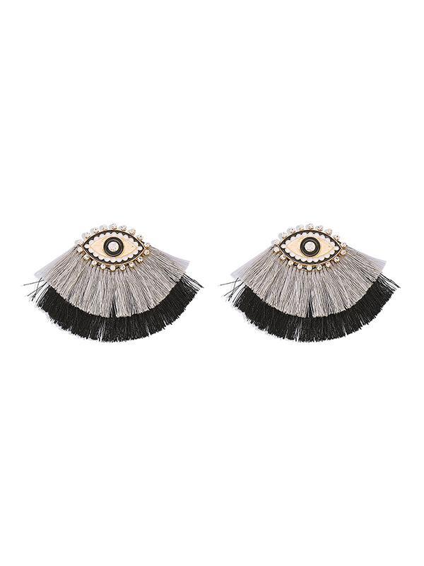 Eye Shape Tasseled Drop Earrings Product Image