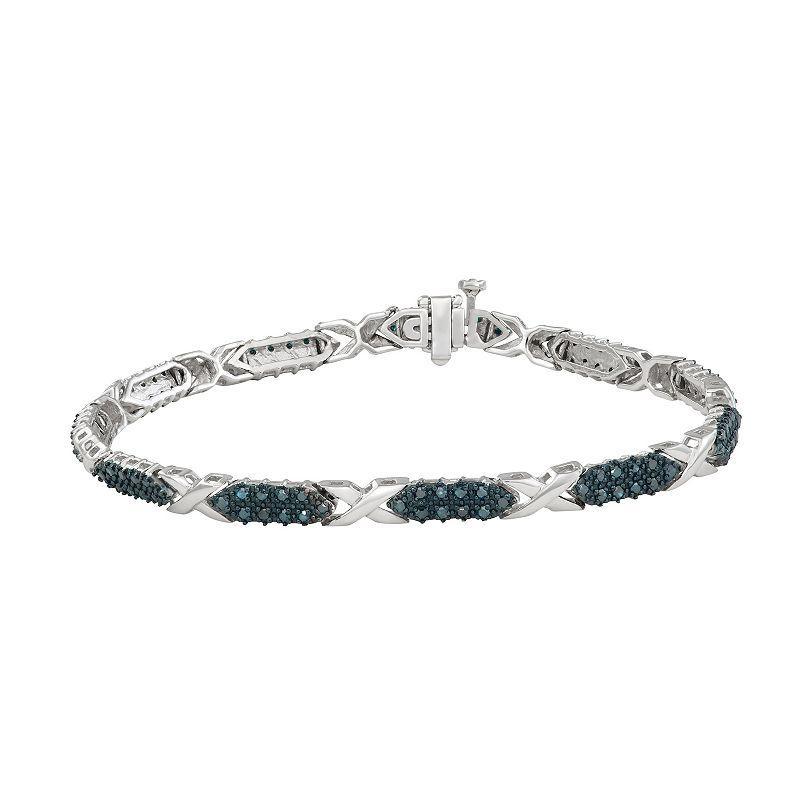 Jewelexcess Sterling Silver 1 1/2 Carat Blue Diamond Accent Bracelet, Womens Silver Tone Product Image