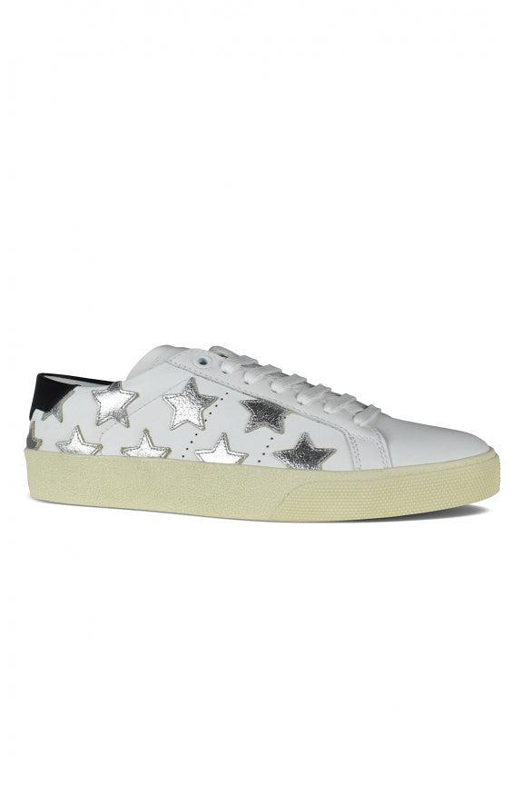 Wolly Soft White Leather Sneakers With Stars In White Black 2 Product Image