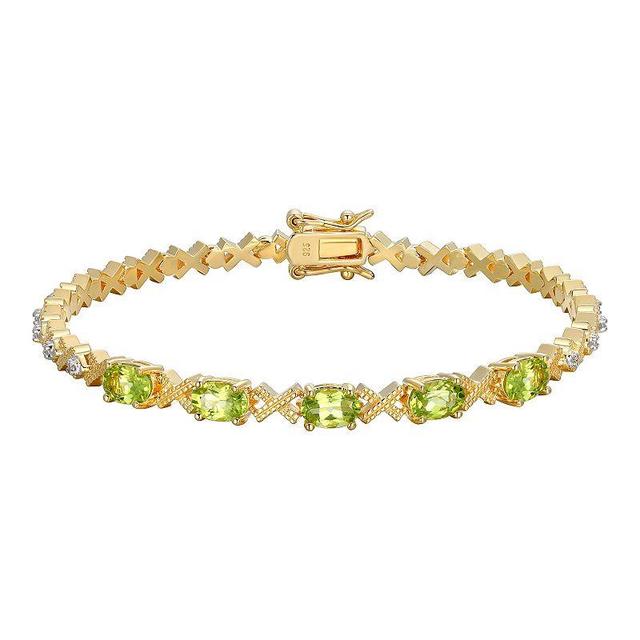 18k Gold Over Sterling Silver Peridot and Diamond Accent X Bracelet, Womens Green Product Image