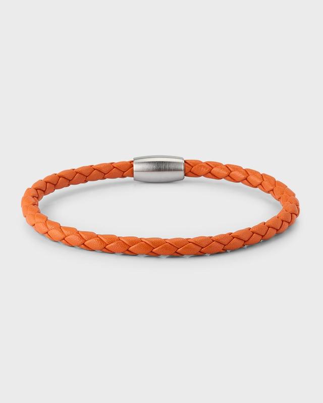 Mens Braided Leather Magnetic Bracelet Product Image