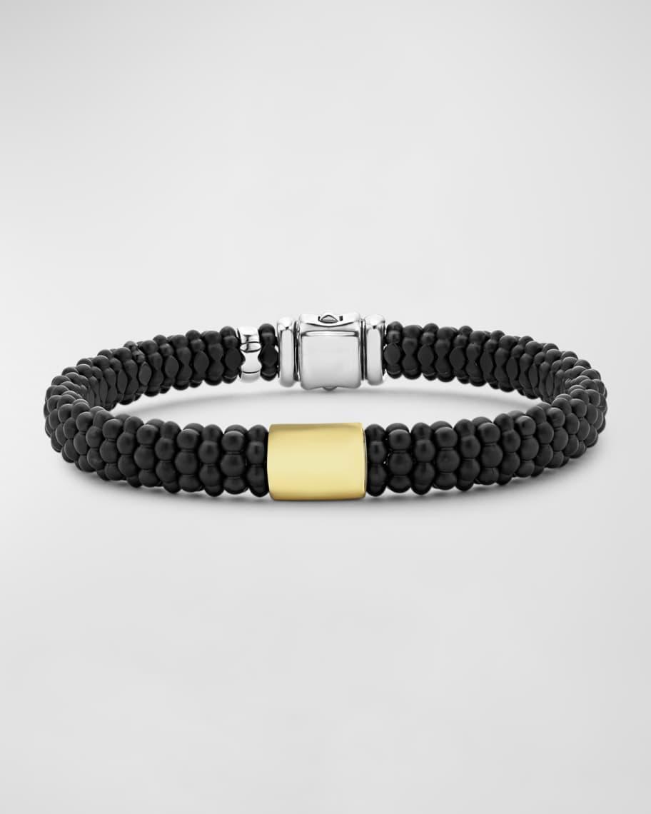 Mens Sterling Silver and 18K Gold Ceramic Caviar Bracelet, 9mm Product Image