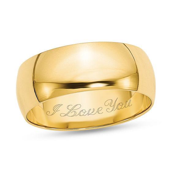 Ladies' 8.0mm Light Half-Round Engravable Wedding Band (1 Line) Product Image