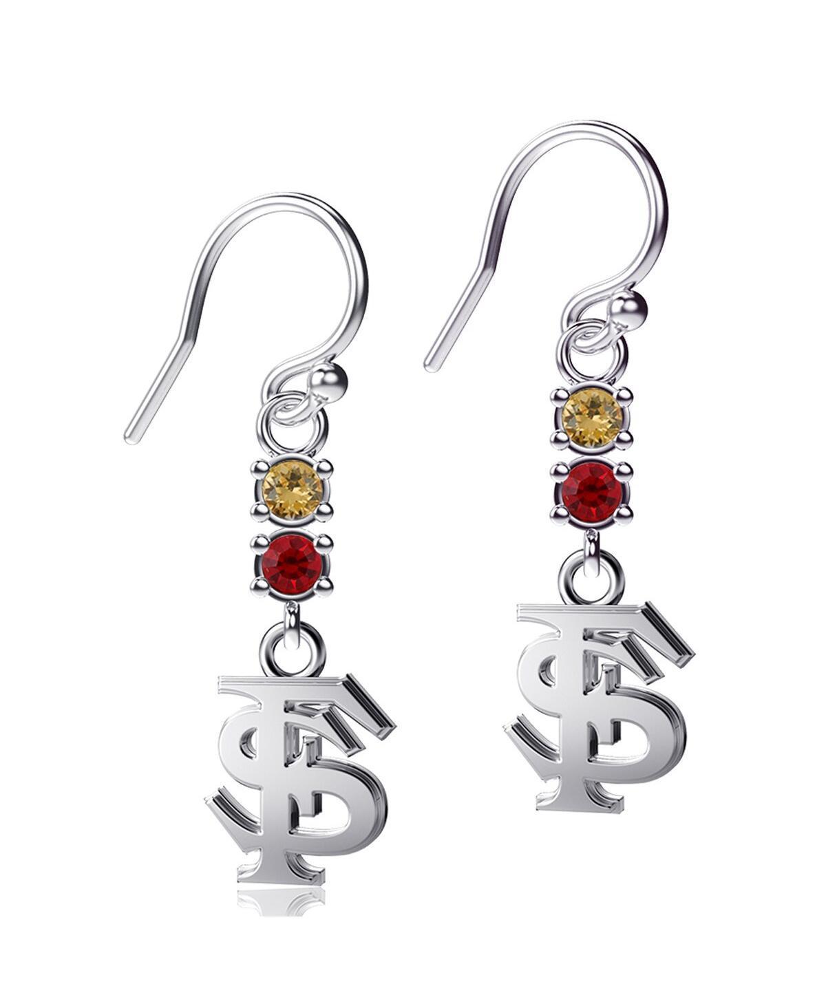 Womens Dayna Designs Florida State Seminoles Silver-Tone Dangle Crystal Earrings Product Image