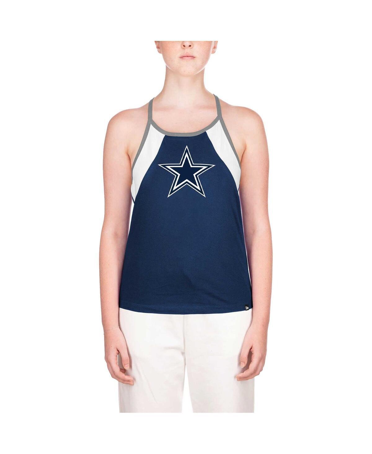 Womens New Era Dallas Cowboys Ribbed Racerback Tank Top Blue Product Image