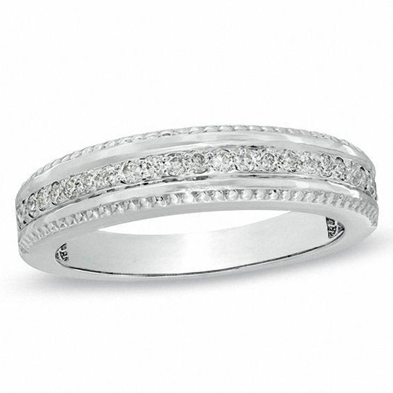 Men's 1/4 CT. T.w. Diamond Wedding Band in 10K White Gold Product Image