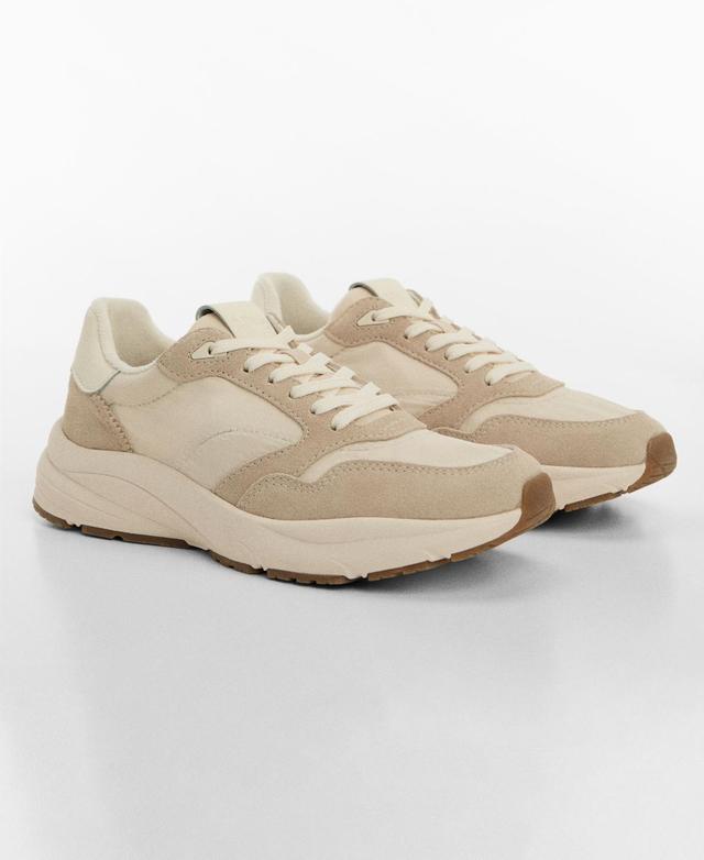 Mango Womens Leather Panel Sneakers Product Image