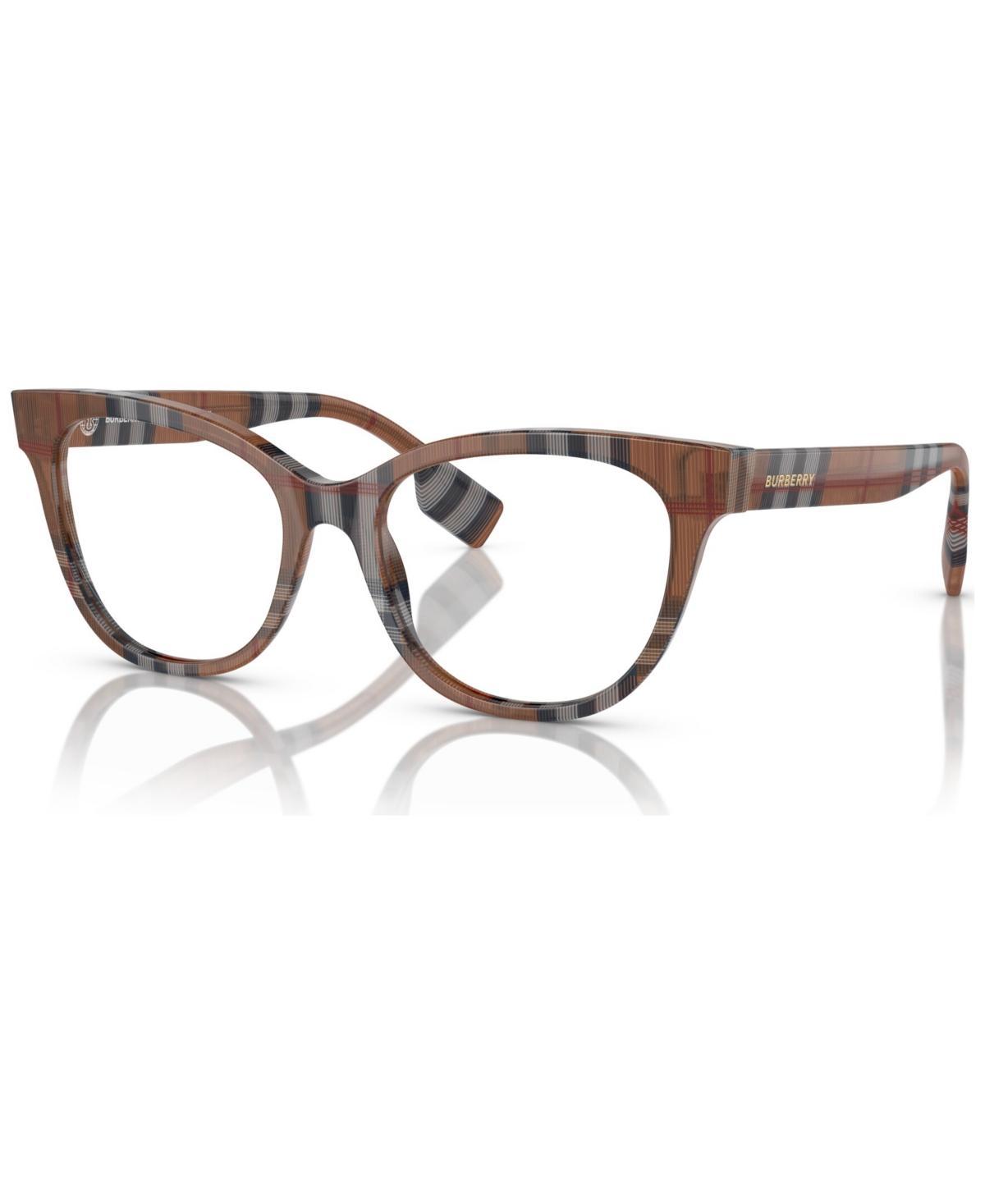 Burberry Womens Cat Eye Eyeglasses, BE2375 51 - Check Brown Product Image