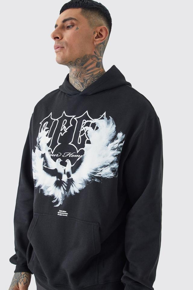 Tall Oversized Wing Graphic Hoodie | boohooMAN USA Product Image