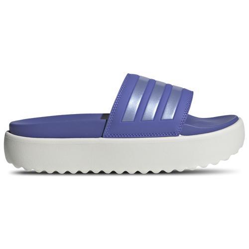 adidas Womens adidas Adilette Platform Slides - Womens Shoes White/Semi Cobalt Blue/Blue Spark Met Product Image