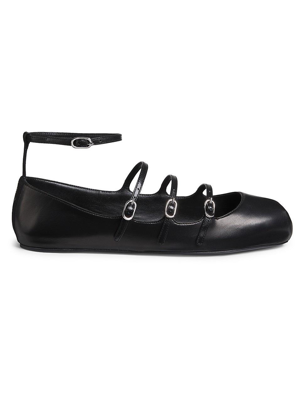 Leather Mary Jane Trio Ballerina Flats Product Image