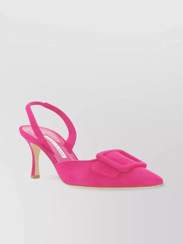 Maysli Almond Toe Suede Buckle Pumps In Pink Product Image