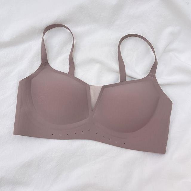 Plain Mesh Panel Seamless Wireless Bra Product Image