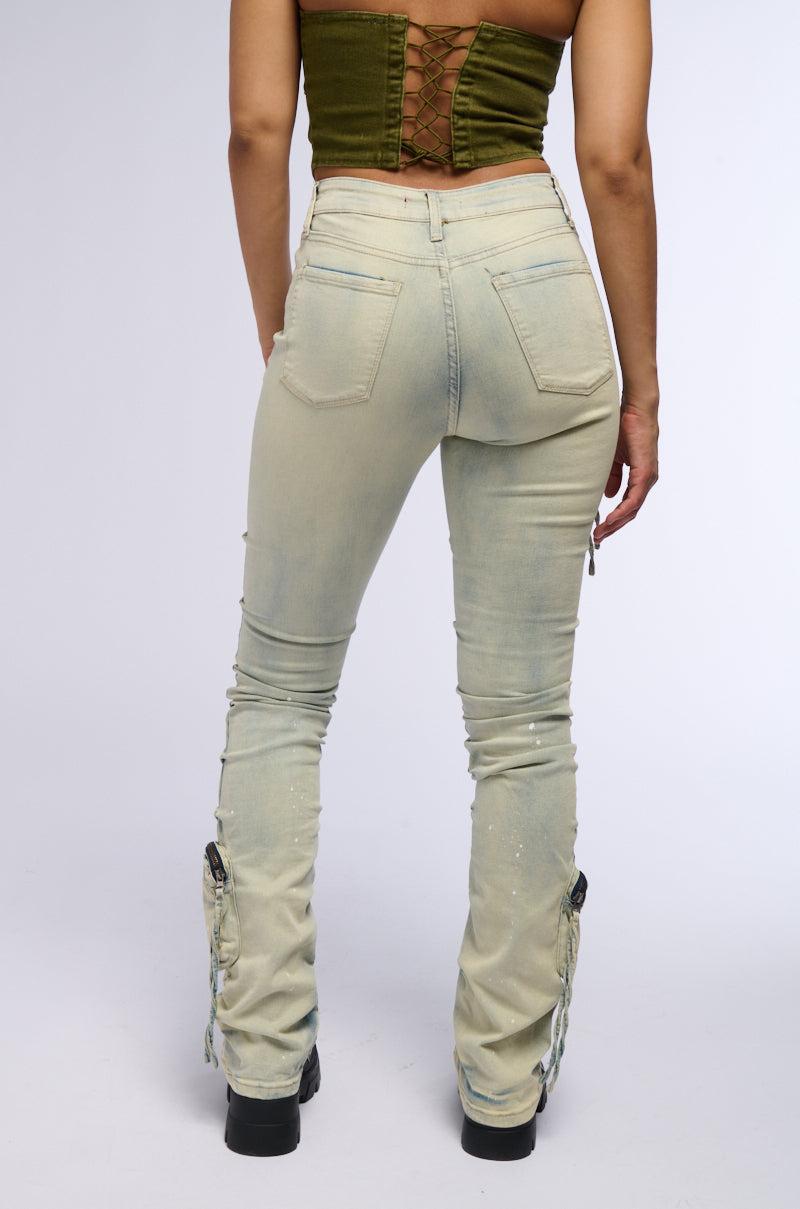 OMBRE BLUE HIGH RISE STACKED JEANS Product Image