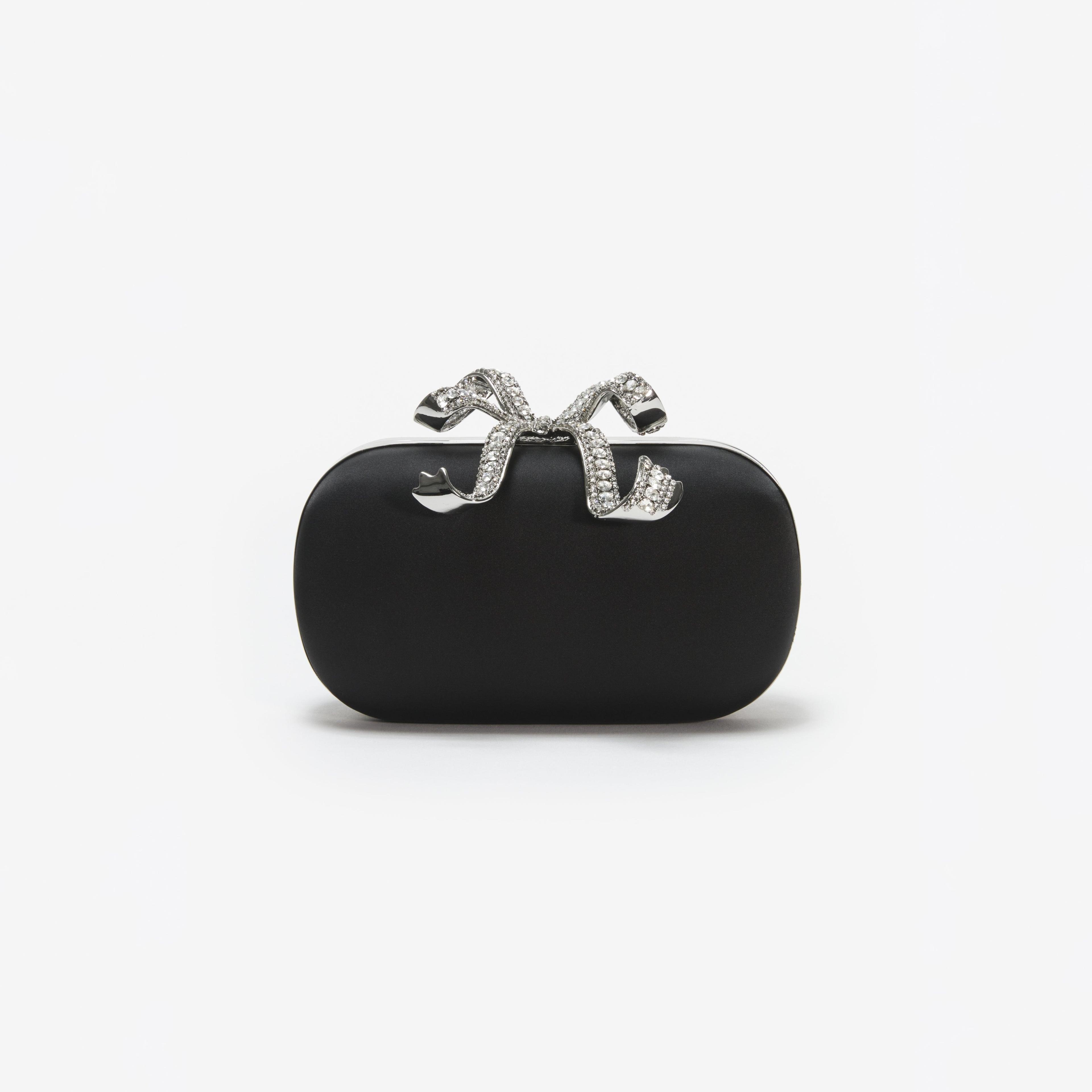 Black Satin Bow Clutch product image