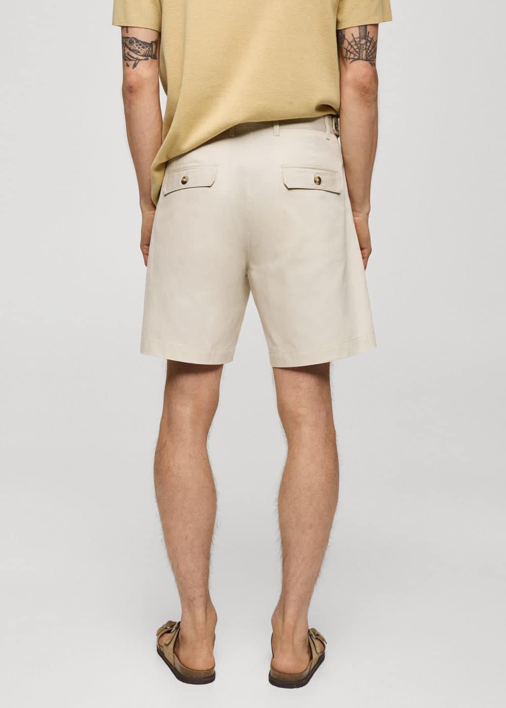 MANGO MAN - 100% herringbone cotton Bermuda shorts ecruMen Product Image