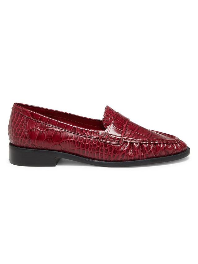 Womens Classic Crocodile-Embossed Loafers Product Image