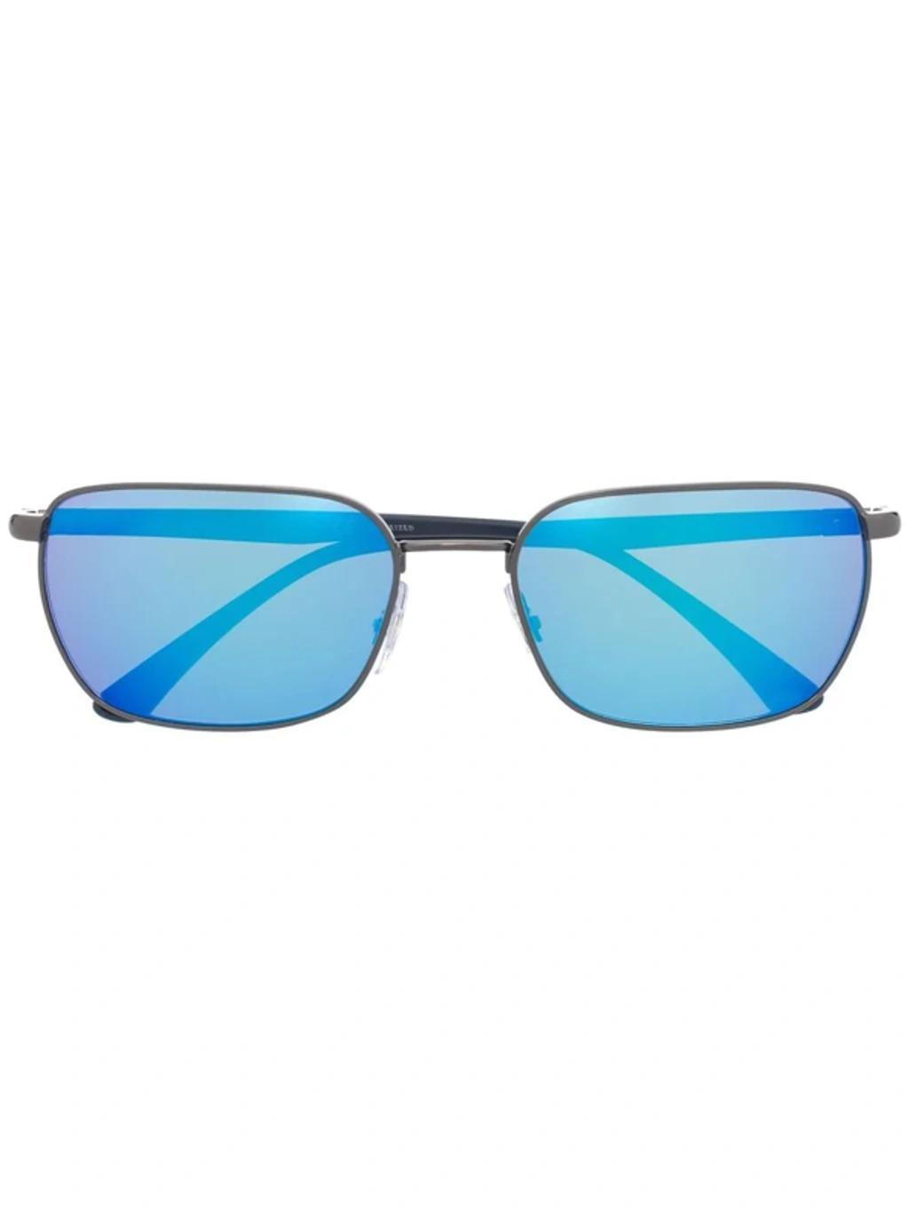 RAY BAN Mirrored Rectangle-frame Sunglasses In Blau Product Image