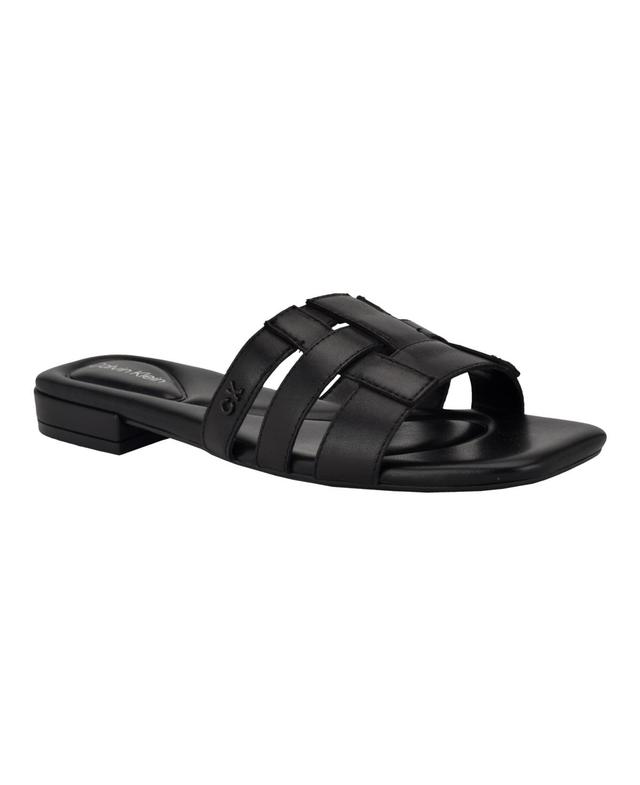 Calvin Klein Womens Tessie Slip-On Square Toe Flat Sandals Product Image