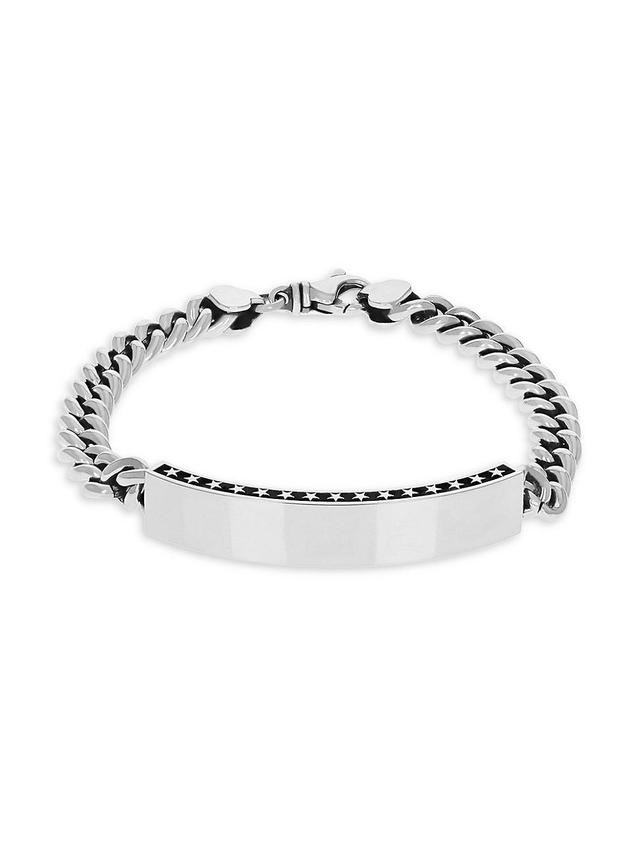 Mens Sterling Silver Curb Chain ID Bracelet Product Image