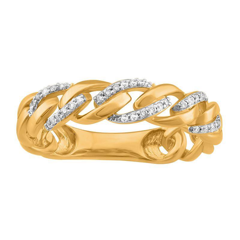 Simply Vera Vera Wang 14k Gold 1/10 Carat T.W. Diamond Cable Link Ring, Womens Product Image