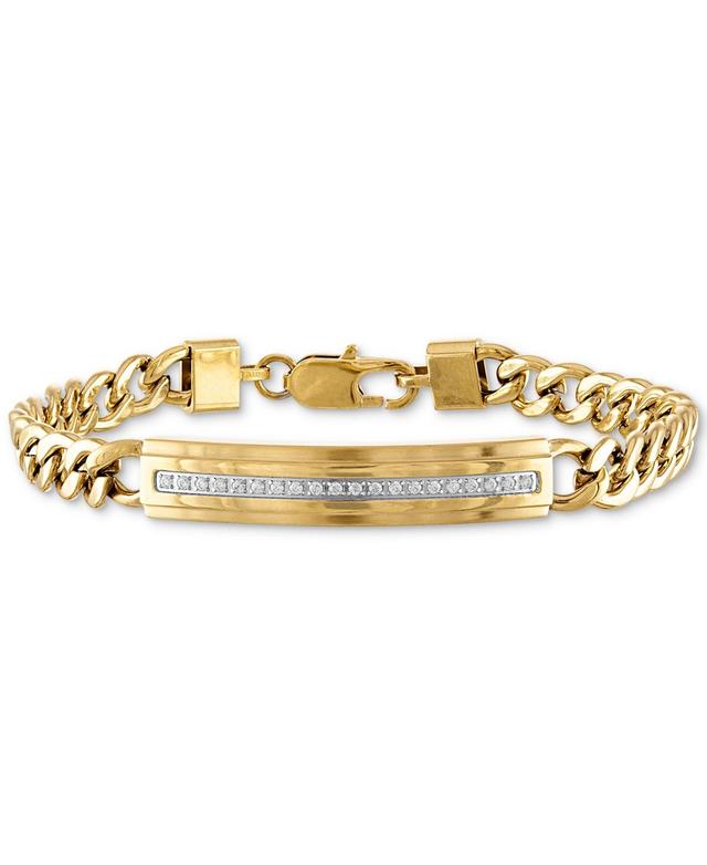 Esquire Mens Jewelry Mens Ion-Plated Goldtone Stainless Steel & 0.2 TCW Diamond ID Plate Bracelet Product Image