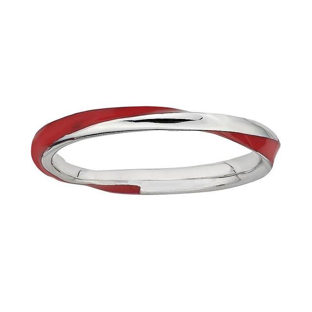 Stacks & Stones Sterling Silver Red Enamel Twist Stack Ring, Womens Product Image