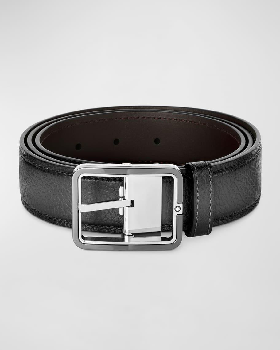 Men's Rectangle-Buckle Grained Leather Belt, 35mm Product Image