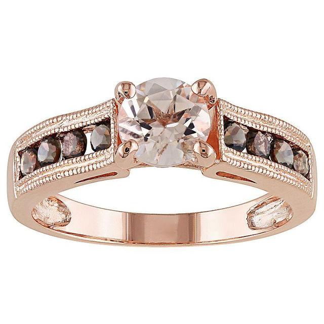 Stella Grace 18k Rose Gold Over Silver Morganite & Smoky Quartz Cocktail Ring, Womens Rose Gold Tone Product Image