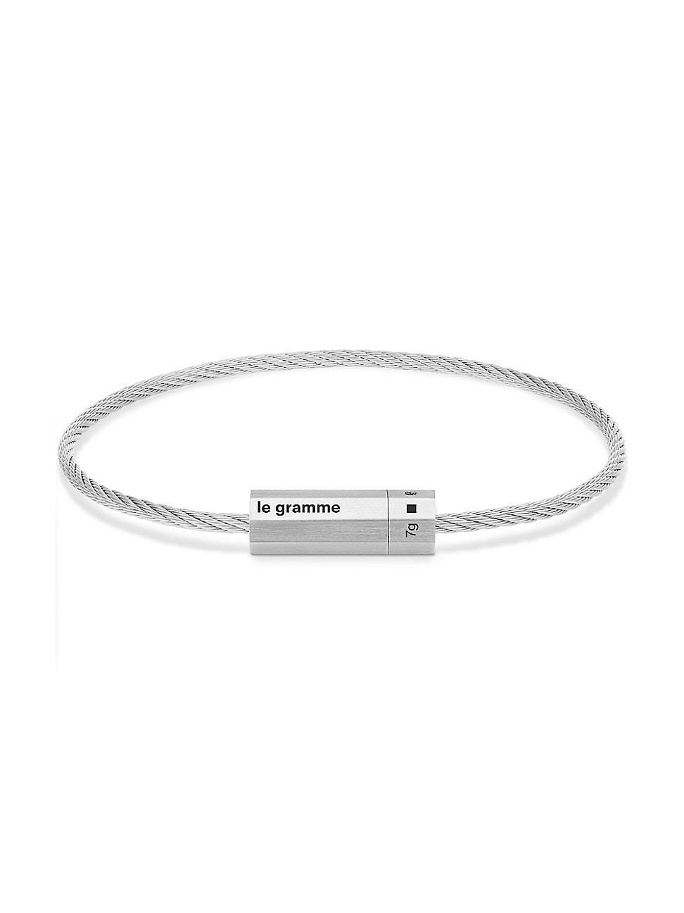 Mens 7G Brushed Sterling Silver Octagon Cable Bracelet Product Image