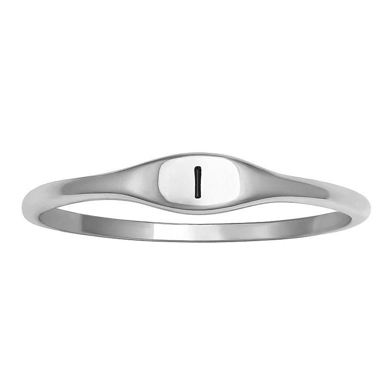 PRIMROSE Polished Oval Oxidized Initial Ring, Womens Sterling Silver X Product Image