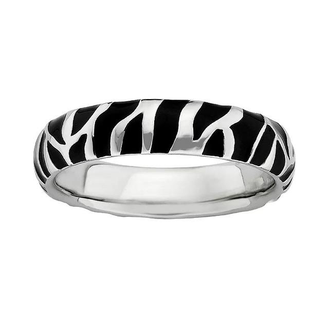 Stacks & Stones Sterling Silver Stack Ring, Womens Black Product Image