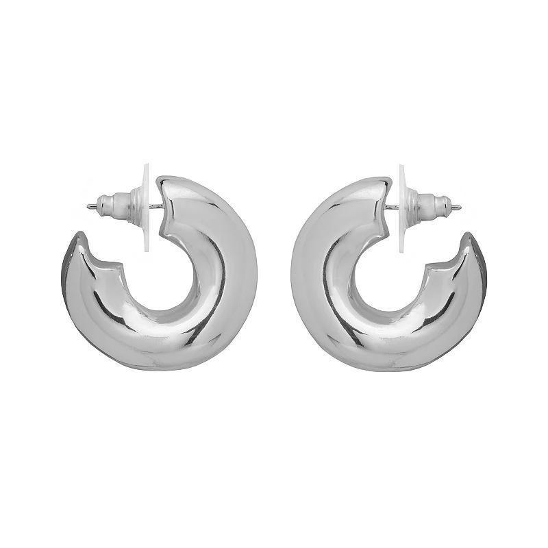 Emberly Silver Tone Chunky C-Hoop Earrings, Womens, None Product Image