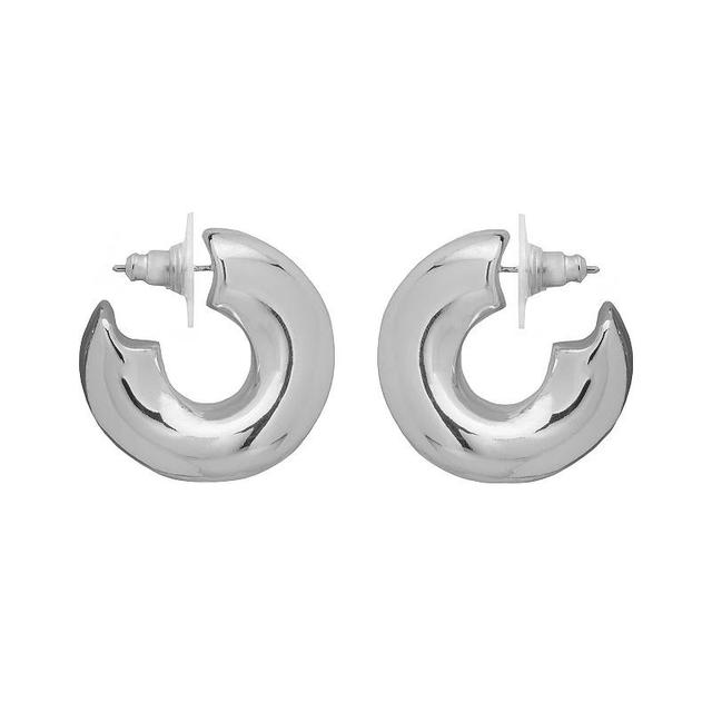 Emberly Silver Tone Chunky C-Hoop Earrings, Womens Product Image