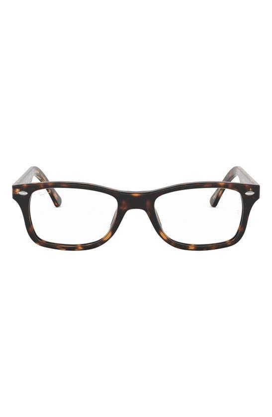 RAY BAN 55mm Square Blue Light Blocking Glasses In Dark Havana Product Image