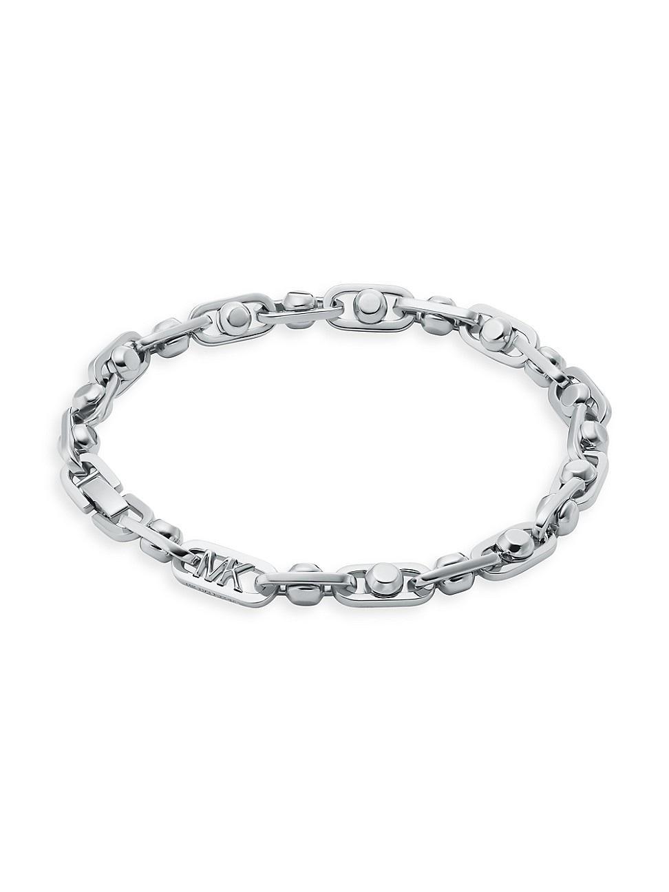 Womens Platinum-Plated Logo Chain Bracelet Product Image