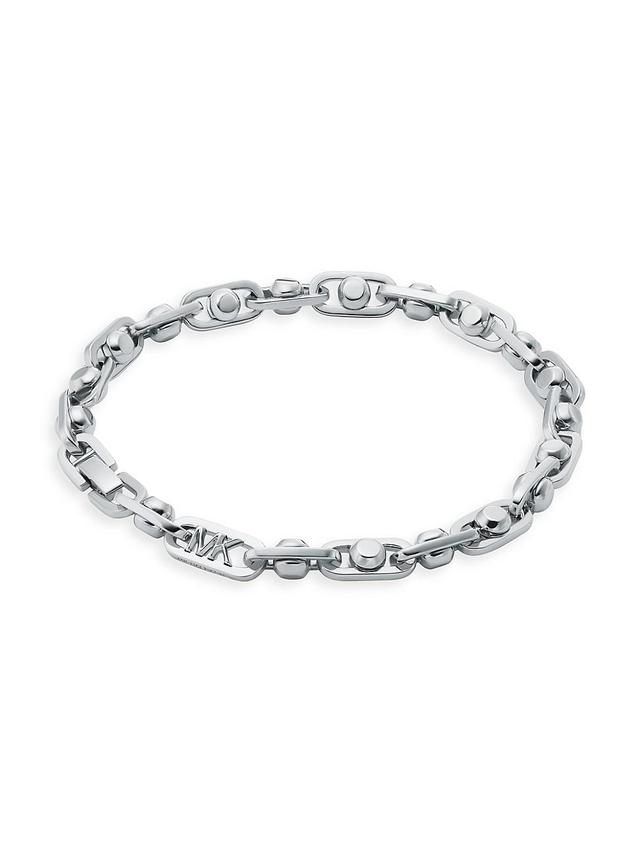 Womens Platinum-Plated Logo Chain Bracelet Product Image