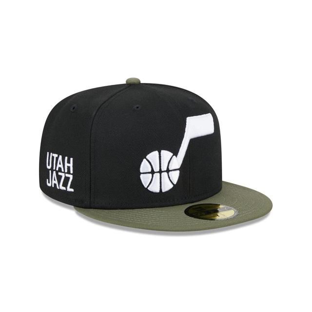 Utah Jazz Olive Visor 59FIFTY Fitted Hat Male Product Image