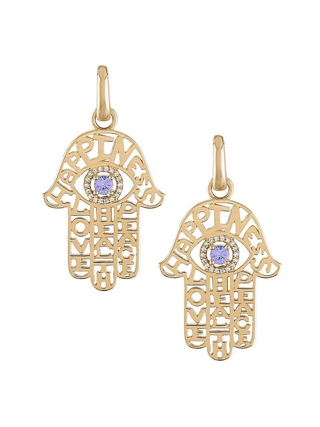 Womens Hamsa 14K Yellow Gold, Tanzanite & 0.063 TCW Diamond Pendant Product Image