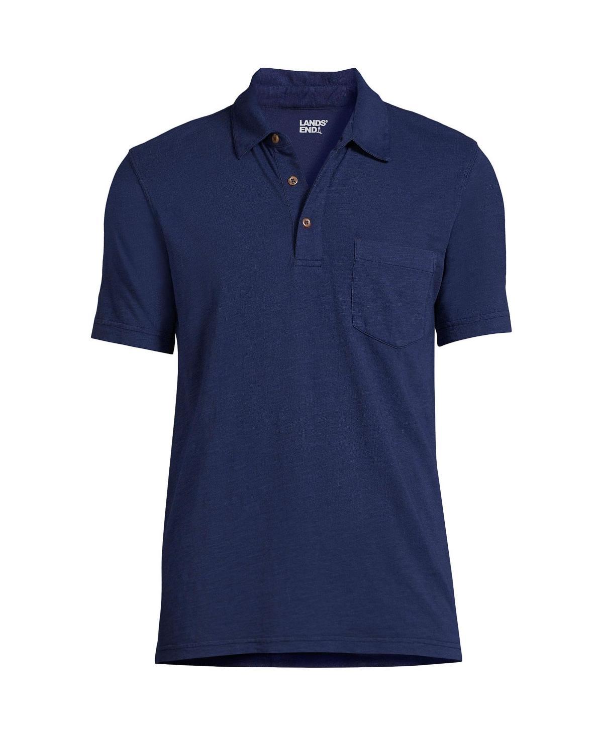 Mens Lands End Slub Pocket Polo Dark Brown Product Image