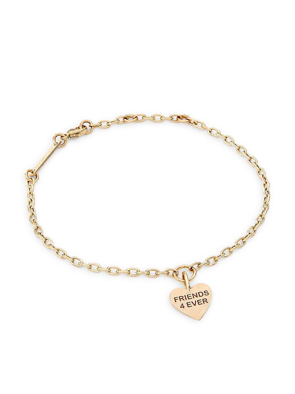 Womens Feel The Love 14K Yellow Gold Candy-Heart Charm Bracelet Product Image