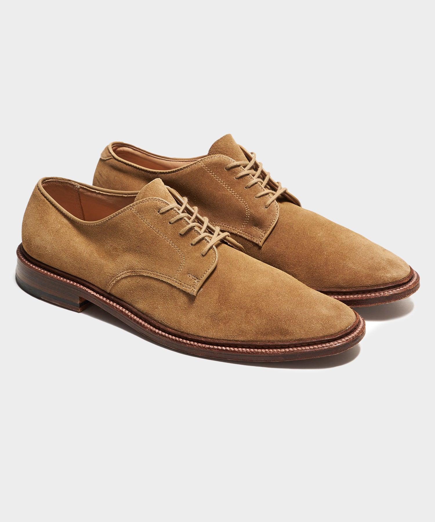 Alden Unlined Suede Plain Toe Blucher in Tan Product Image