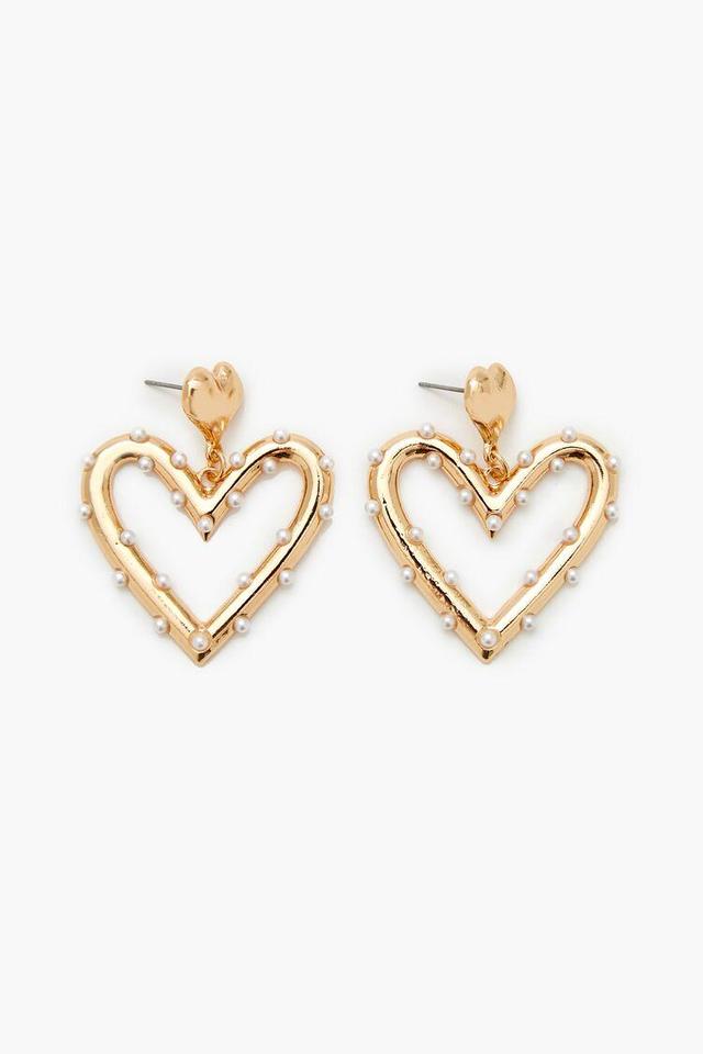 Faux Pearl Heart Drop Earrings | Forever 21 Product Image