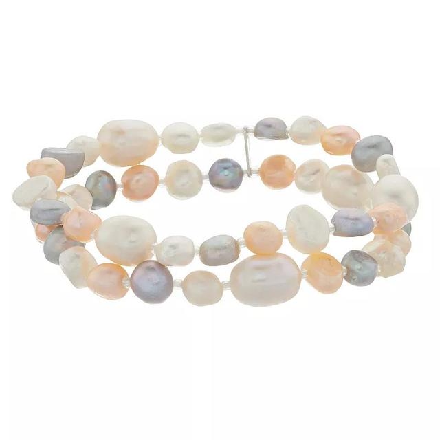 Aleure Precioso Multicolor Cultured Freshwater Pearl Double Strand Bracelet, Womens Product Image