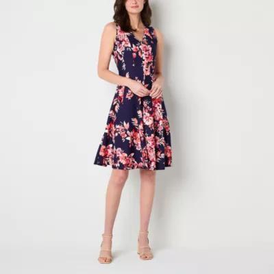 Studio 1 Womens Sleeveless Floral Fit + Flare Dress Product Image