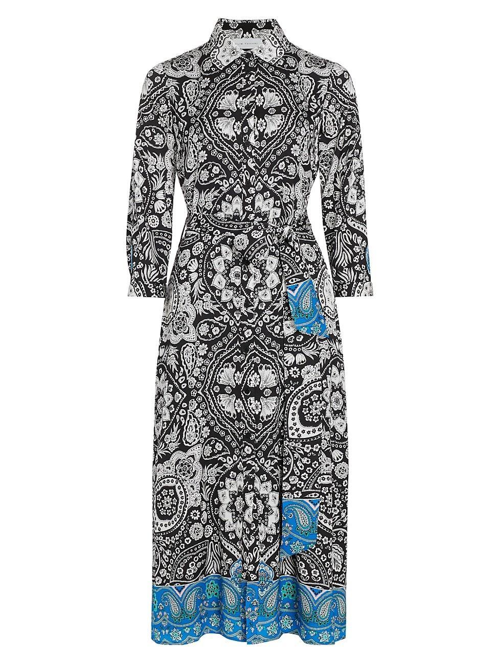 Womens The Kataleya Abstract Silk-Blend Midi-Dress Product Image