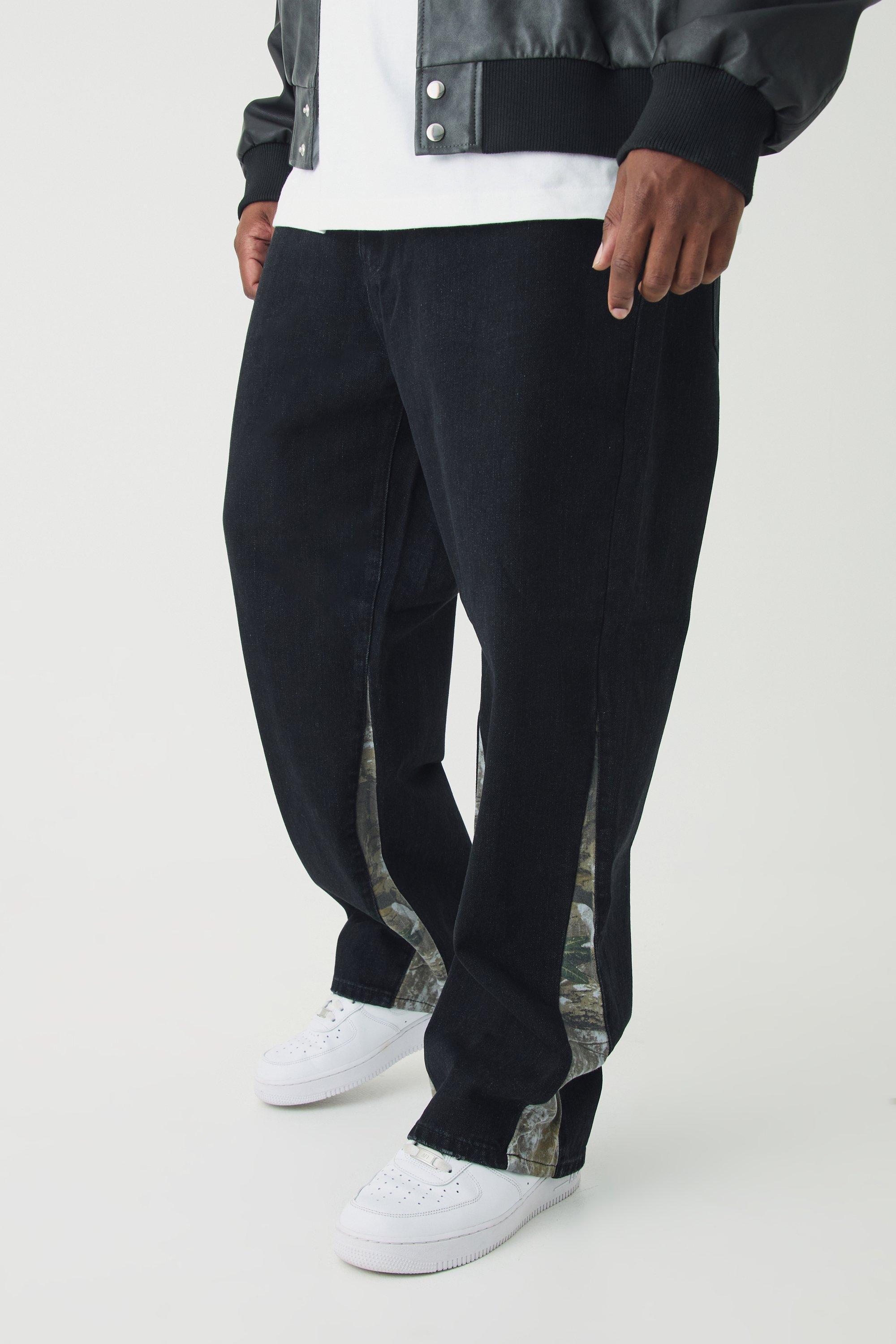 Plus Forest Camo Gusset Relaxed Fit Jeans | boohooMAN USA Product Image